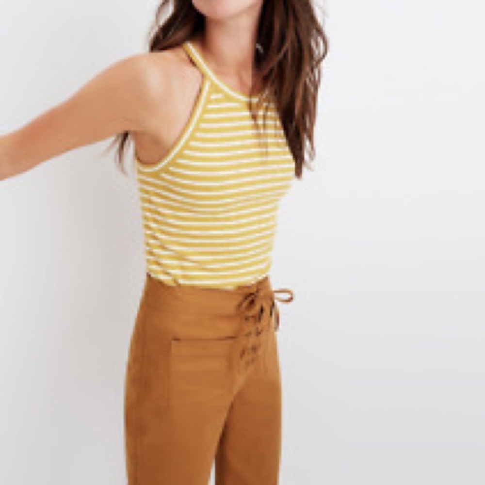 Madewell mustard striped tank
